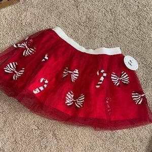 Red Sequin Candy Cane Kids Skirt